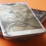 cracked screen of a smartphone