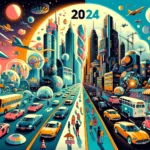 It visually contrasts the futuristic expectations of the 1960s with the reality of 2024, capturing the essence of your discussion about technological advancements and societal progress.